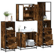 Set Mobili da Bagno 4 pz Rovere Fumo in Legno Multistrato 3301247