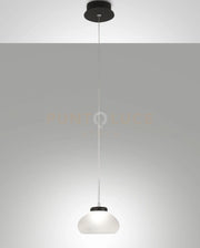 ARABELLA SOSPENSIONE BIANCA 1 LUCE IN VETRO E STRUTTURA IN METALLO A LED 3000K - 8W - 750 lm, D.14CM, SMART C/ACCESS.