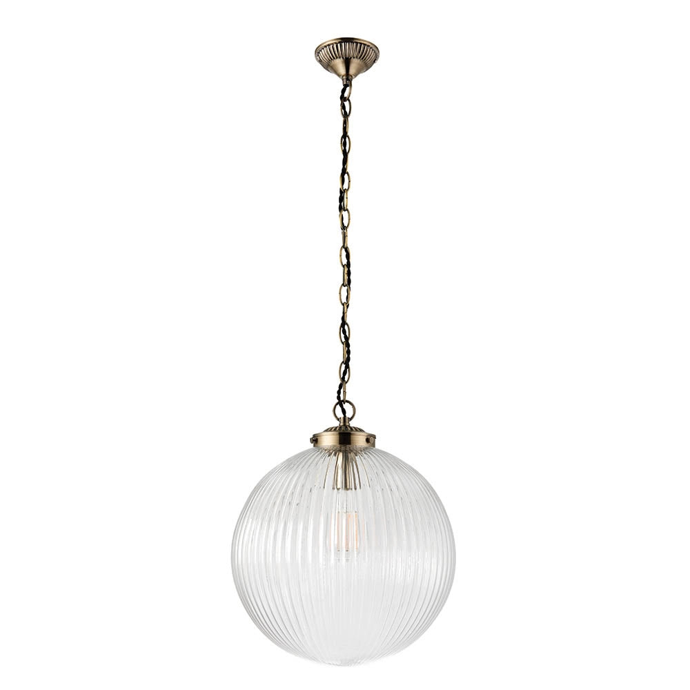 Lampada a sospensione retro ottone anticato vetro Ø35 E27