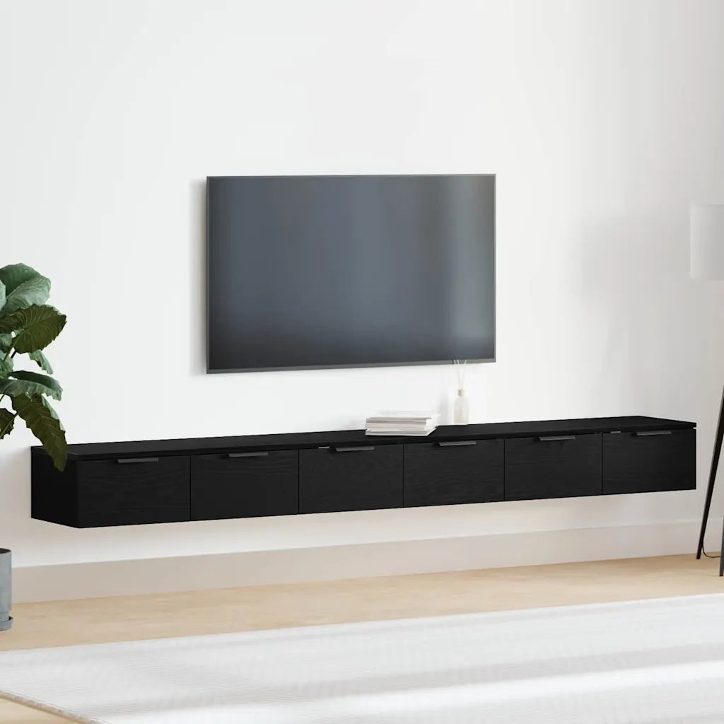 Armadietto a Muro | Mobile a muro con cassetto 2 pz Rovere Nero 102 x 30 x 20 cm
