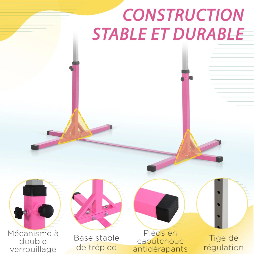 Barra di ginnastica per bambini regolabile ¨C zephmum ¨C rosa 92-150 cm