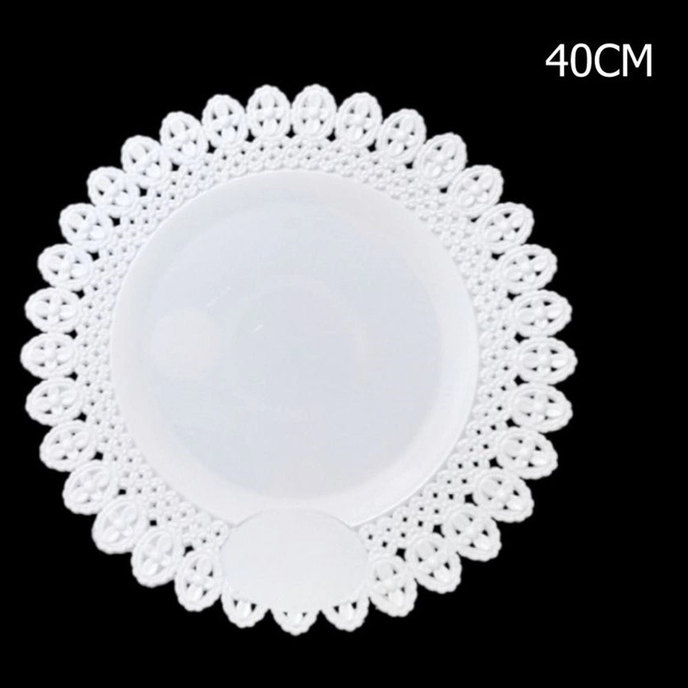 Trade Shop - Vassoio Trama Trinato Bianco 40 Cm Rotondo Piatto Sotto Dolci Antipasti Trasporto -