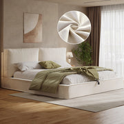 Letto matrimoniale contenitore beige in velluto 180x200 cm