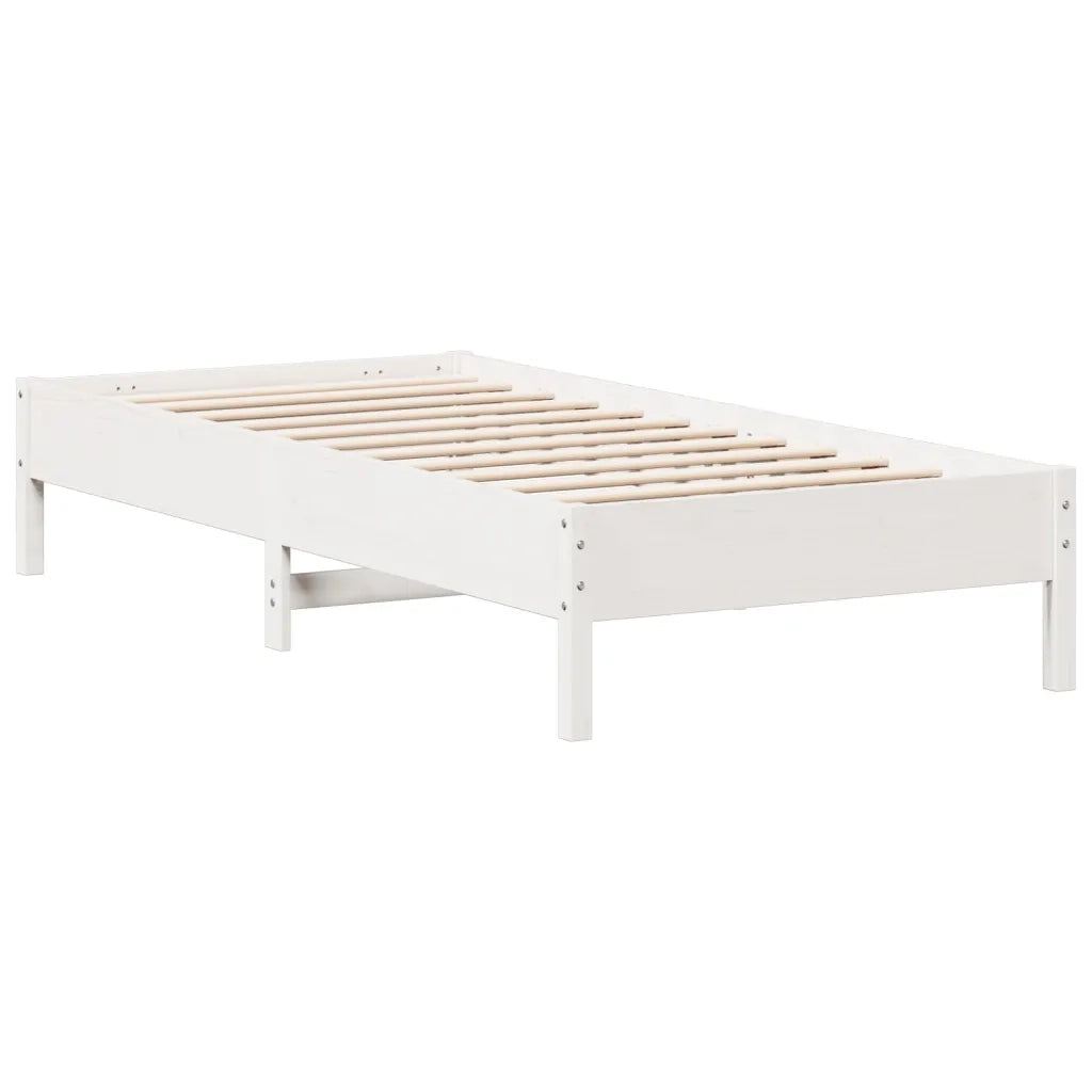 Giroletto senza Materasso-Struttura Letto Bianco 100x200 cm Legno Massello Pino 501079