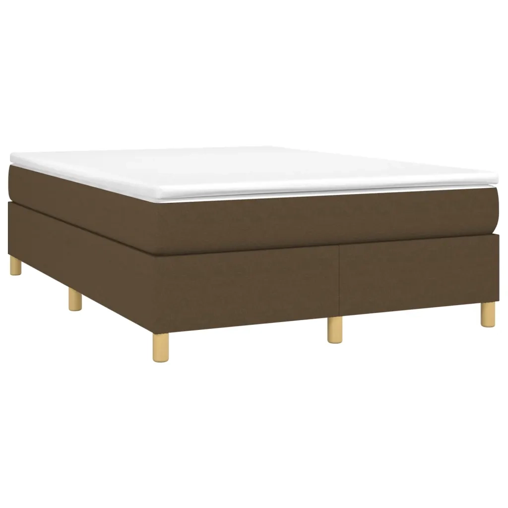 Struttura Letto a Rete a Molle-Giroletto Marrone Scuro 140x190 cm Tessuto 901238
