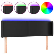 Testiera | Testata a LED Nera 147x16x78/88 cm in Similpelle