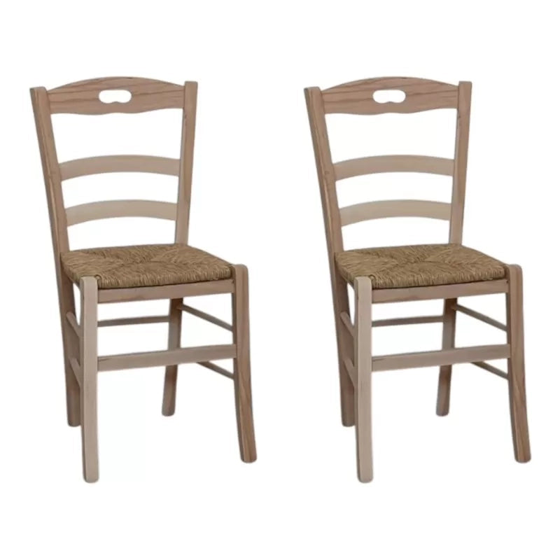 Set 2 sedie cucina classico legno grezzo seduta paglia 40x44x88 - Mobili 2G