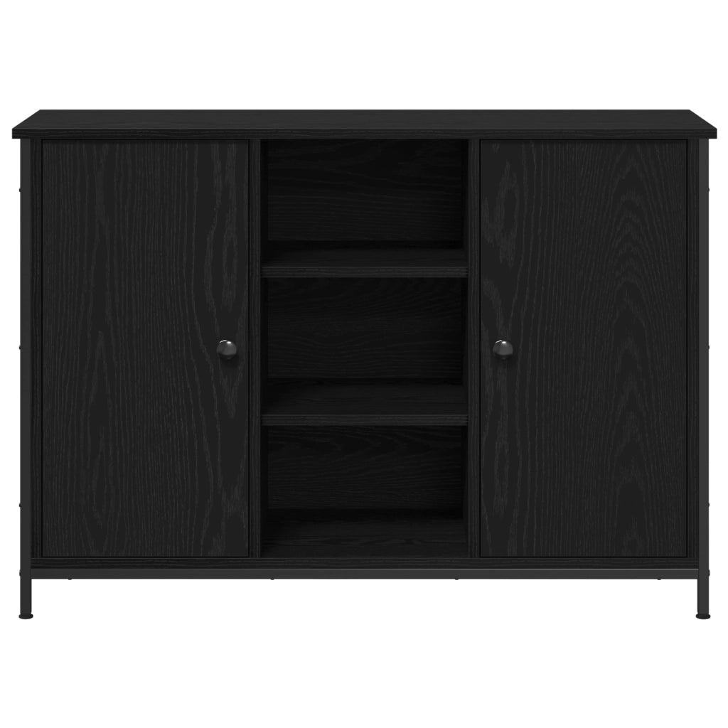 Credenza Rovere Nero 100x35x70 cm Legno Ingegnerizzato e Acciaio