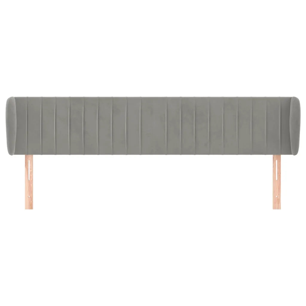 Testiera | Testata ad Orecchio Grigio Chiaro 163x23x78/88 cm in Velluto