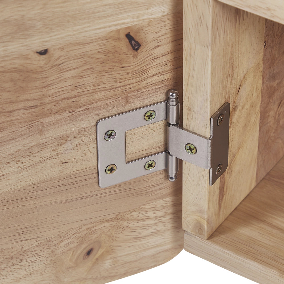 Porta TV a 2 ante in marrone chiaro in legno di gomma da soggiorno in stile scandinavo