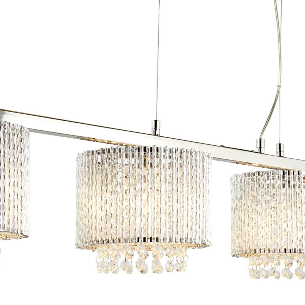 Lampadario Contemporaneo Elisa Ii Acciaio Cromo Alluminio Argento 4 Luci G9