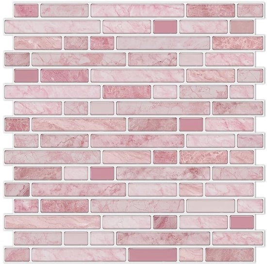 Tegelsticker 30,5 cm - 10 Stuks - Effetto Marmo Rosa - Adesivo Autoadesivo - Applicazione Facile - Muursticker Peel & Stick