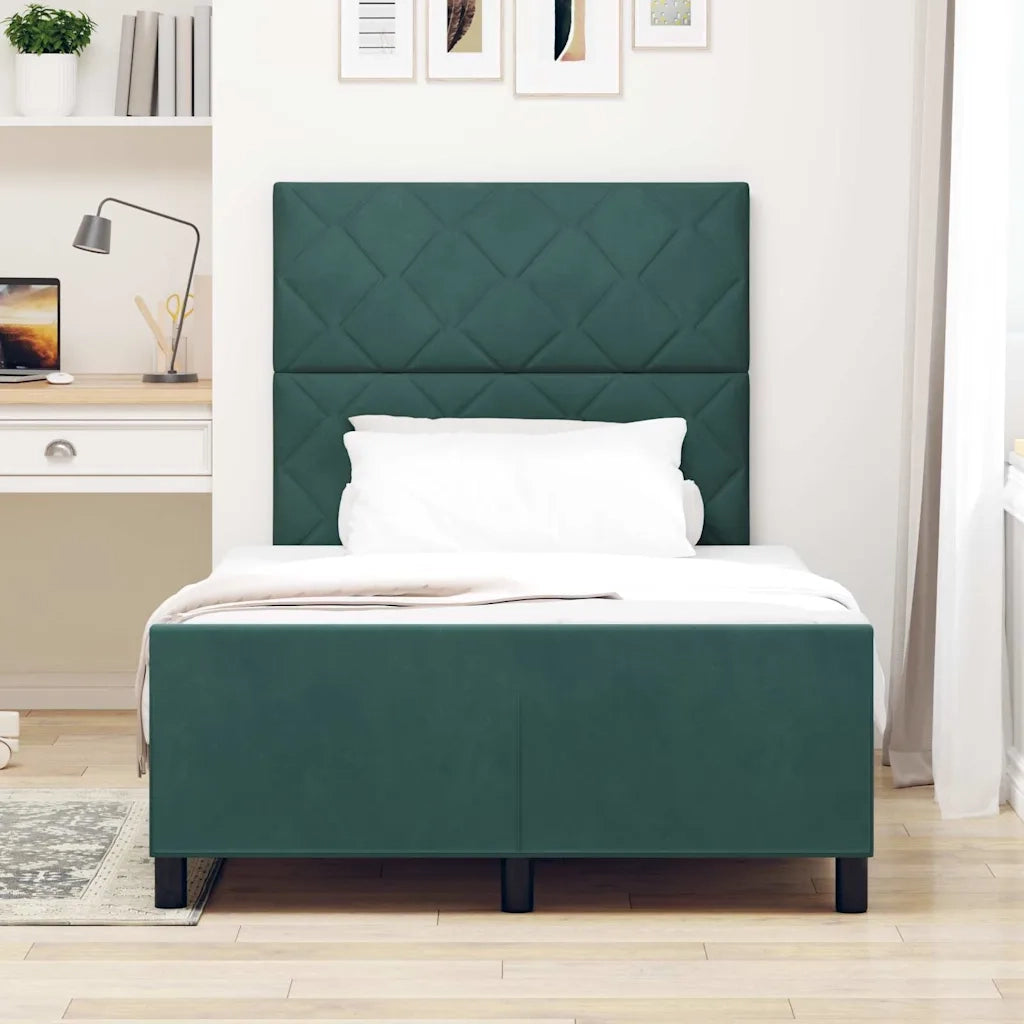Letto a molle con testiera Verde Scuro 120 x 190 cm Velluto 3344996