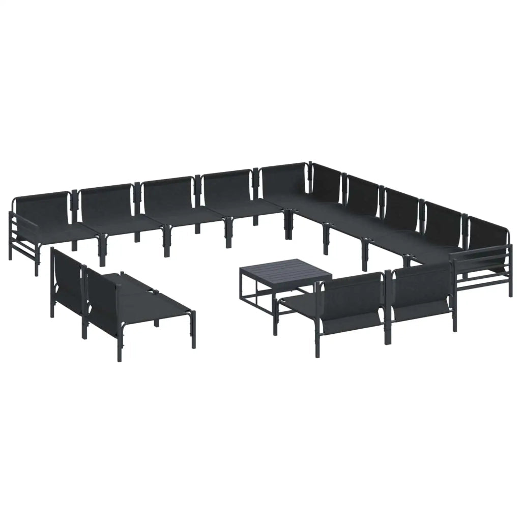 Set Divano da Giardino con cuscino 14 pcs Nero Acciaio 3379033