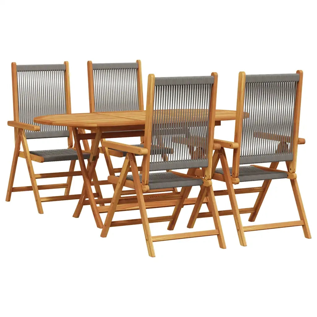 Set da Pranzo per Giardino 5 pcs Grigio