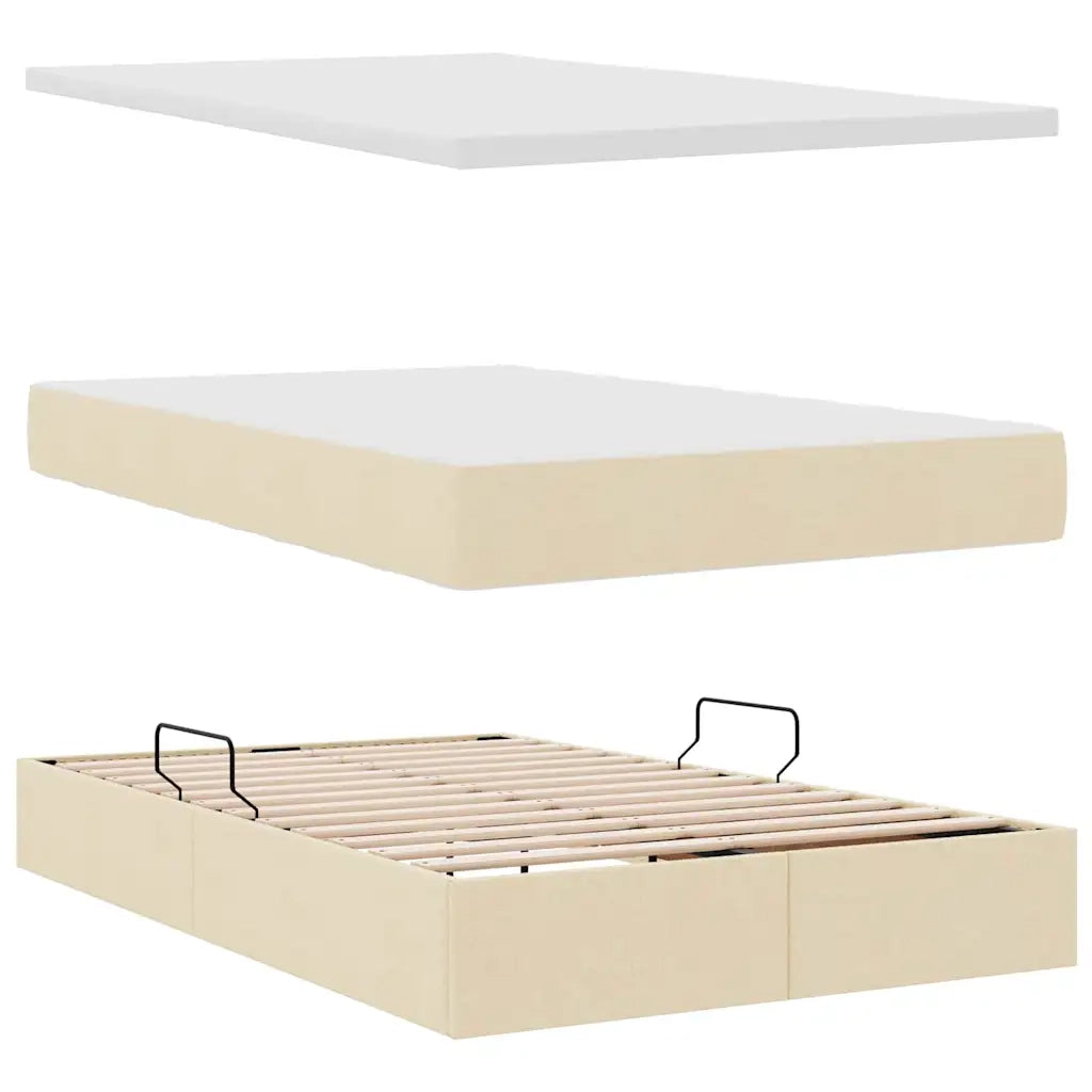 Letto con contenitore e materasso Crema 120 x 200 cm Poliestere 3371713