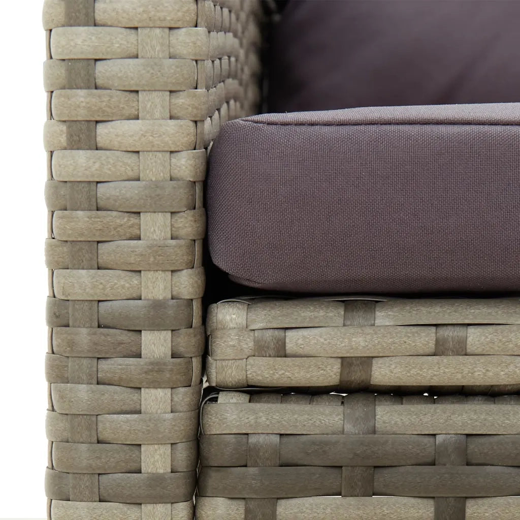 Sedia da Giardino con Cuscini in Polyrattan Grigio cod mxl 23224