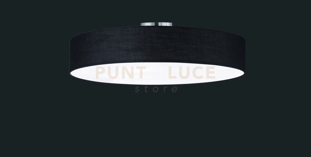 HOTEL PLAFONIERA TONDA 5 LUCI DIFFUSORE TESSUTO NERO E METACRILATO D. 65CM ATTACCO E27