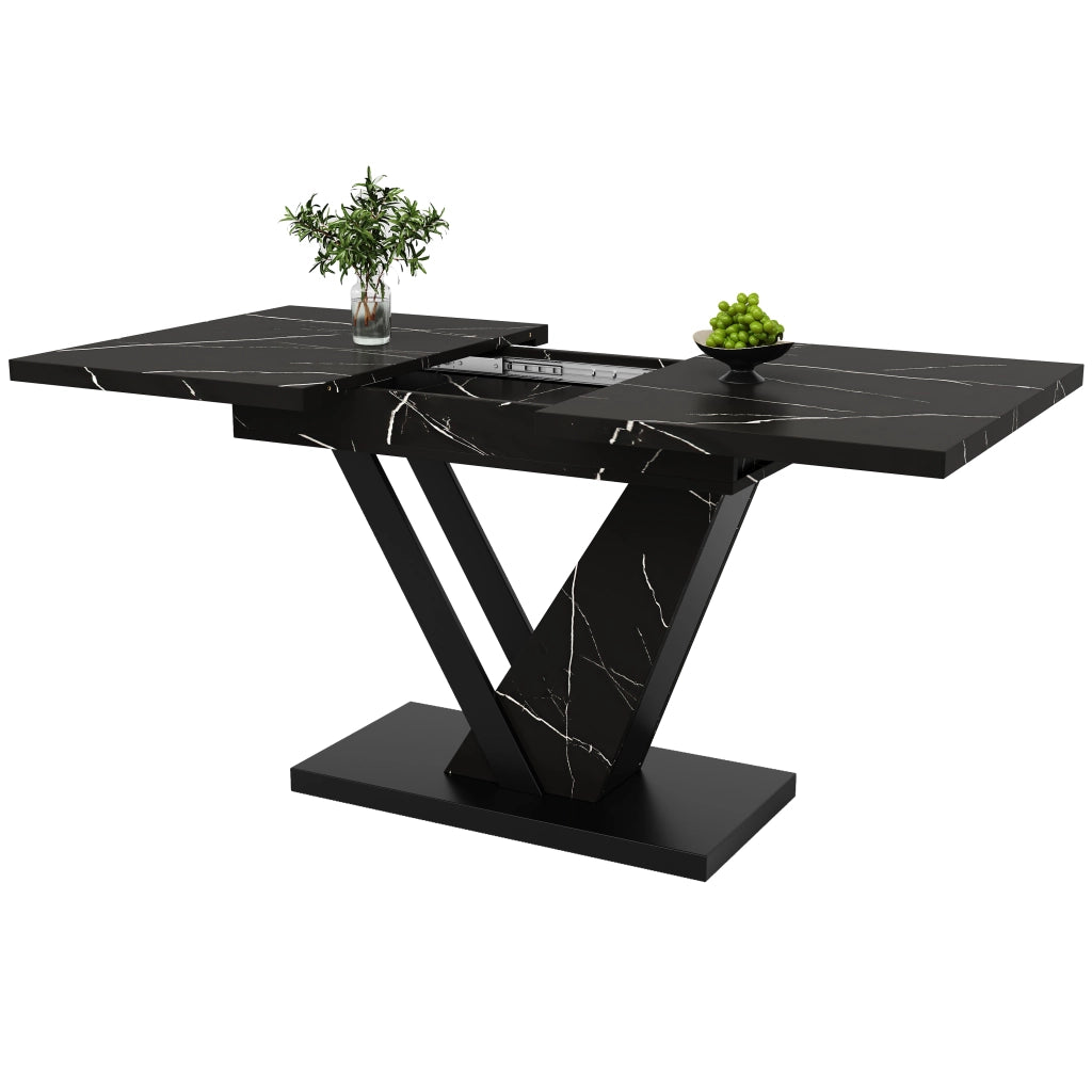 Tavolo da Pranzo Allungabile Effetto Marmo ¨C Xylo ¨C 120-160x75 cm, Nero