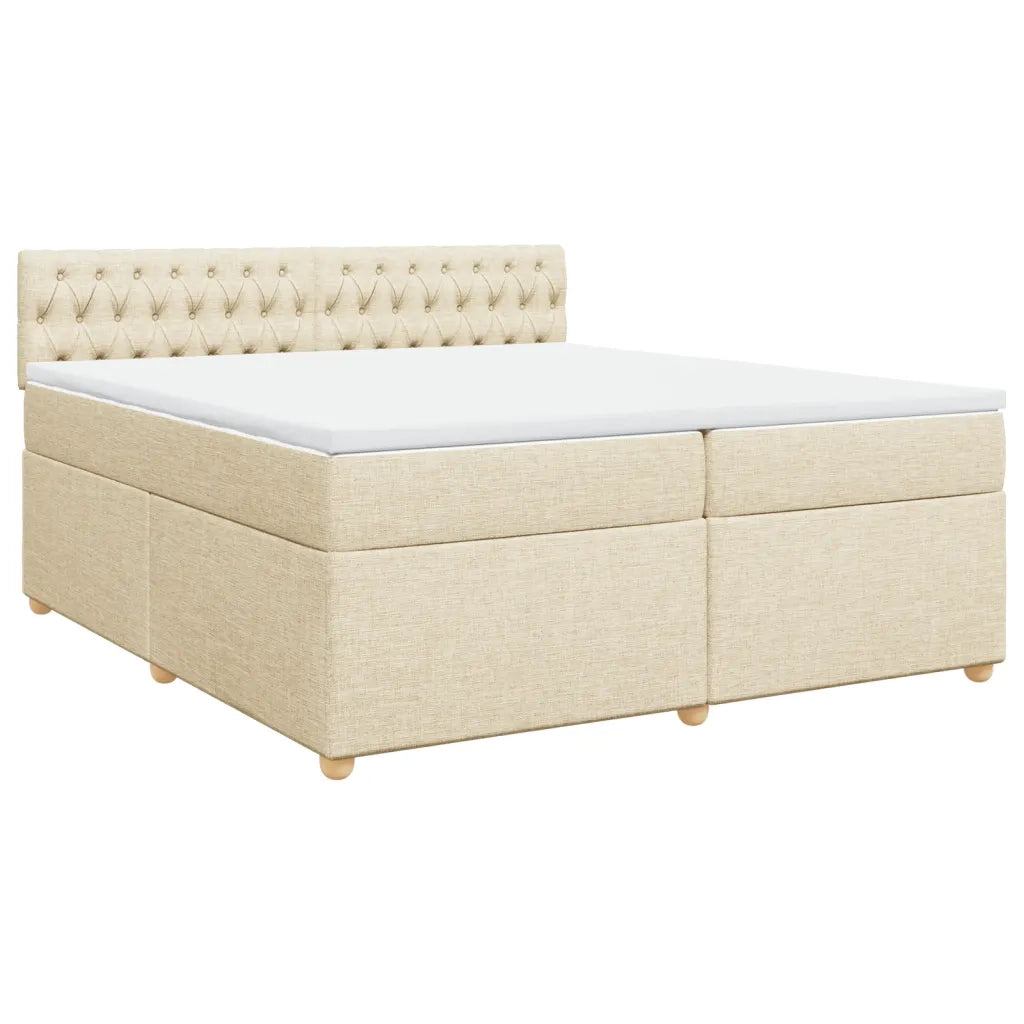 vidaXL Giroletto a Molle con Materasso Crema 200x200 cm in Tessuto