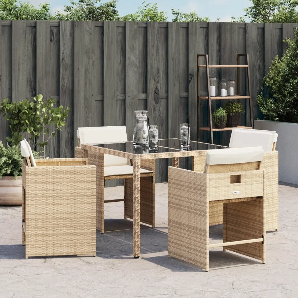Sedie da Giardino con Cuscini 4 pz | Sedie da Esterno Beige in Polyrattan