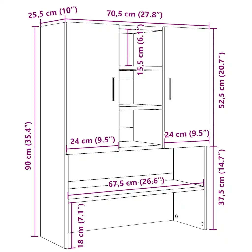 Mobile per Lavatrice Grigio Cemento 70,5x25,5x90 cm CFW7398422