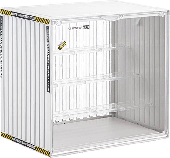 Vetrina a tre piani - display box per oggetti da collezione - trasparente - ripiegabile - impermeabile - bianca