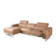 Divano chaise longue relax sinistra in pelle marrone