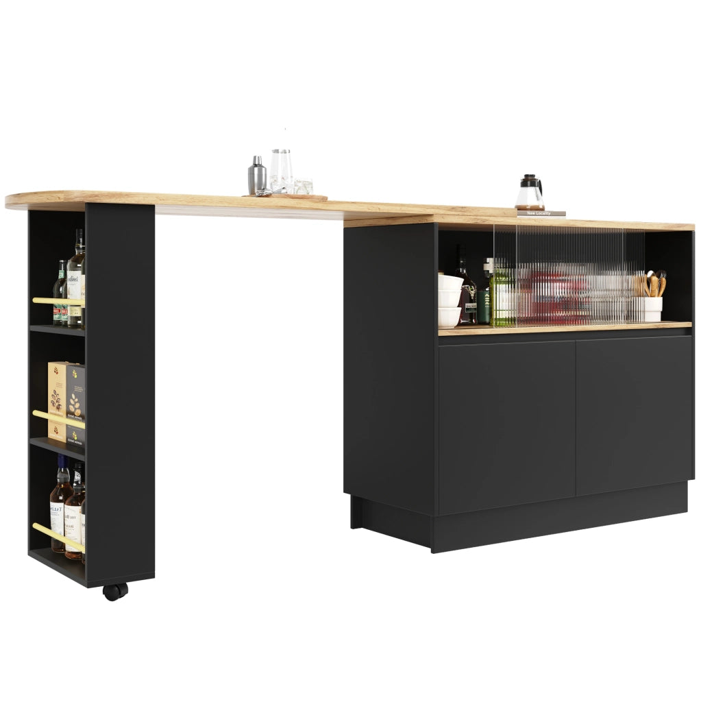 Isola da cucina girevole 360° 90x45x100 cm in MDF nero con contenitore