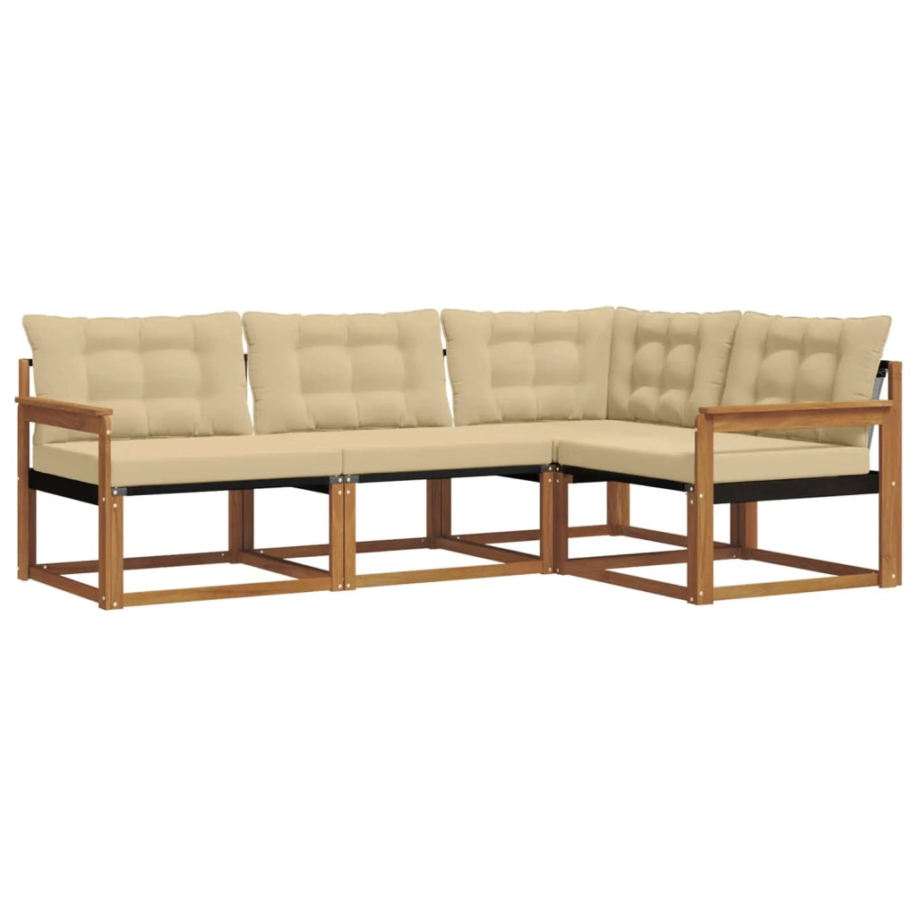 Set di divani da esterno con cuscino 4 pcs Naturale e Beige