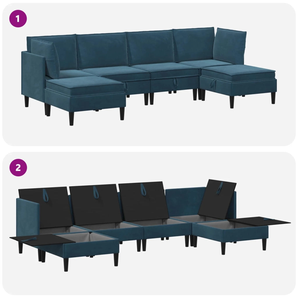 Set di mobili per il soggiorno con cuscino 6 pcs Blu Velluto