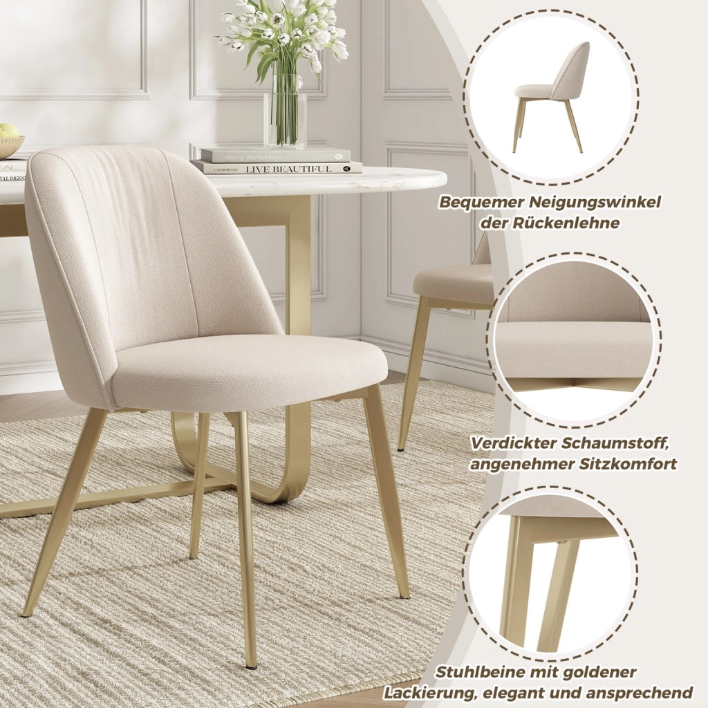 6 sedie da pranzo comode e traspiranti adatte per sala da pranzo soggiorno caffè ecc. stile moderno tessuto vellutato beige e oro