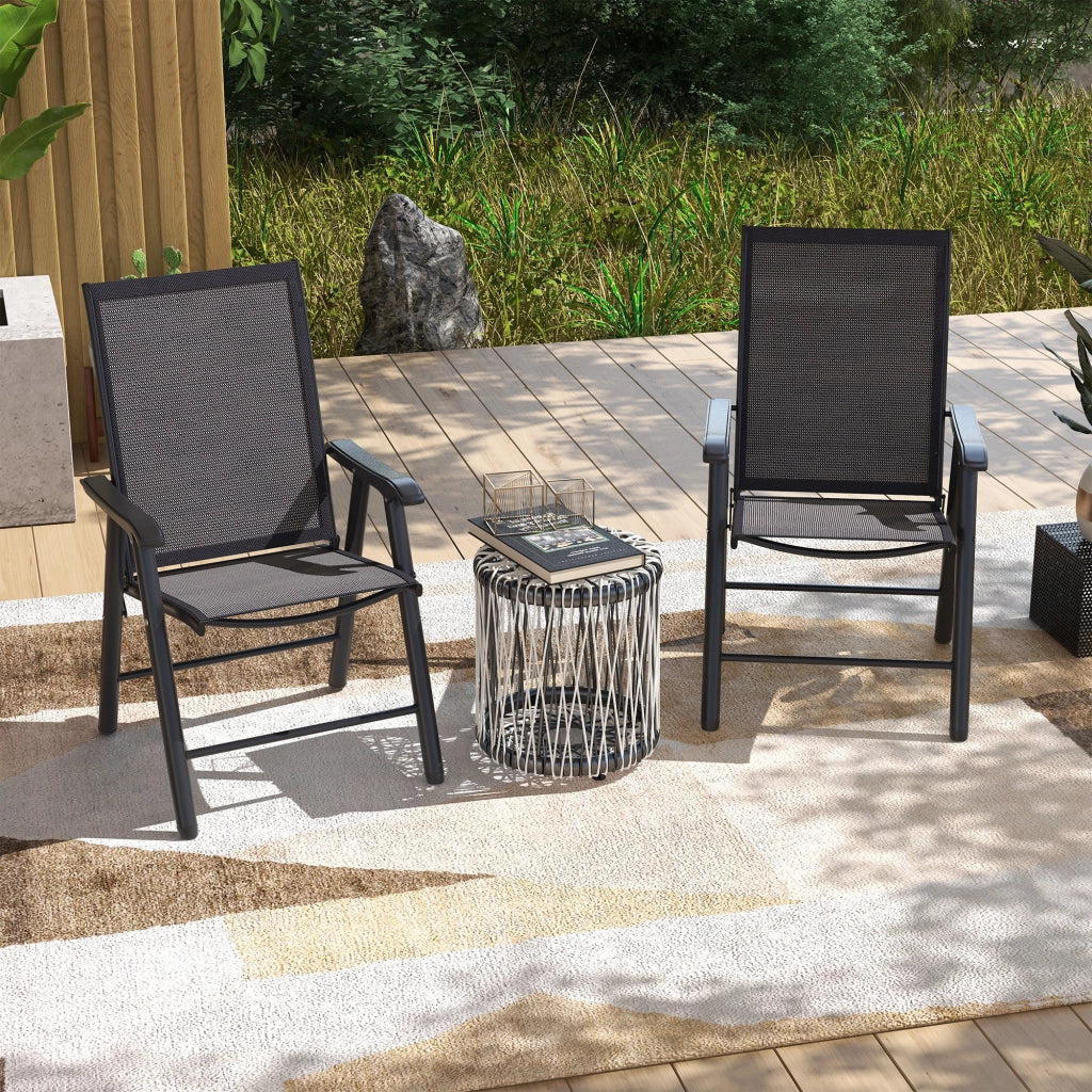 Sedia da Giardino Pieghevole ¨C zephmum ¨C 2 Pezzi Grigio Scuro 58x64x94 cm