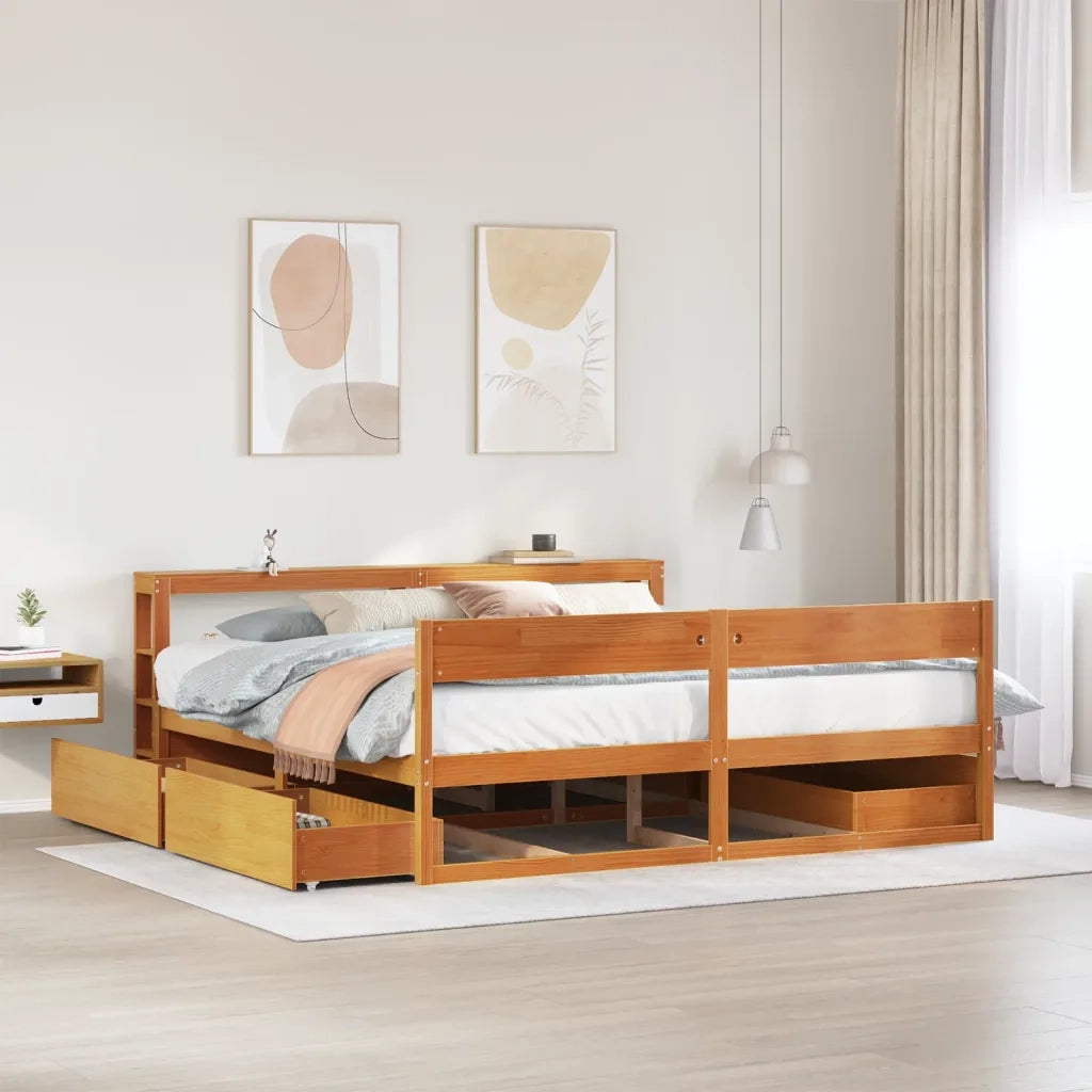 Letto senza Materasso Marrone Cera 180x200 cm in Legno di Pino 3306374