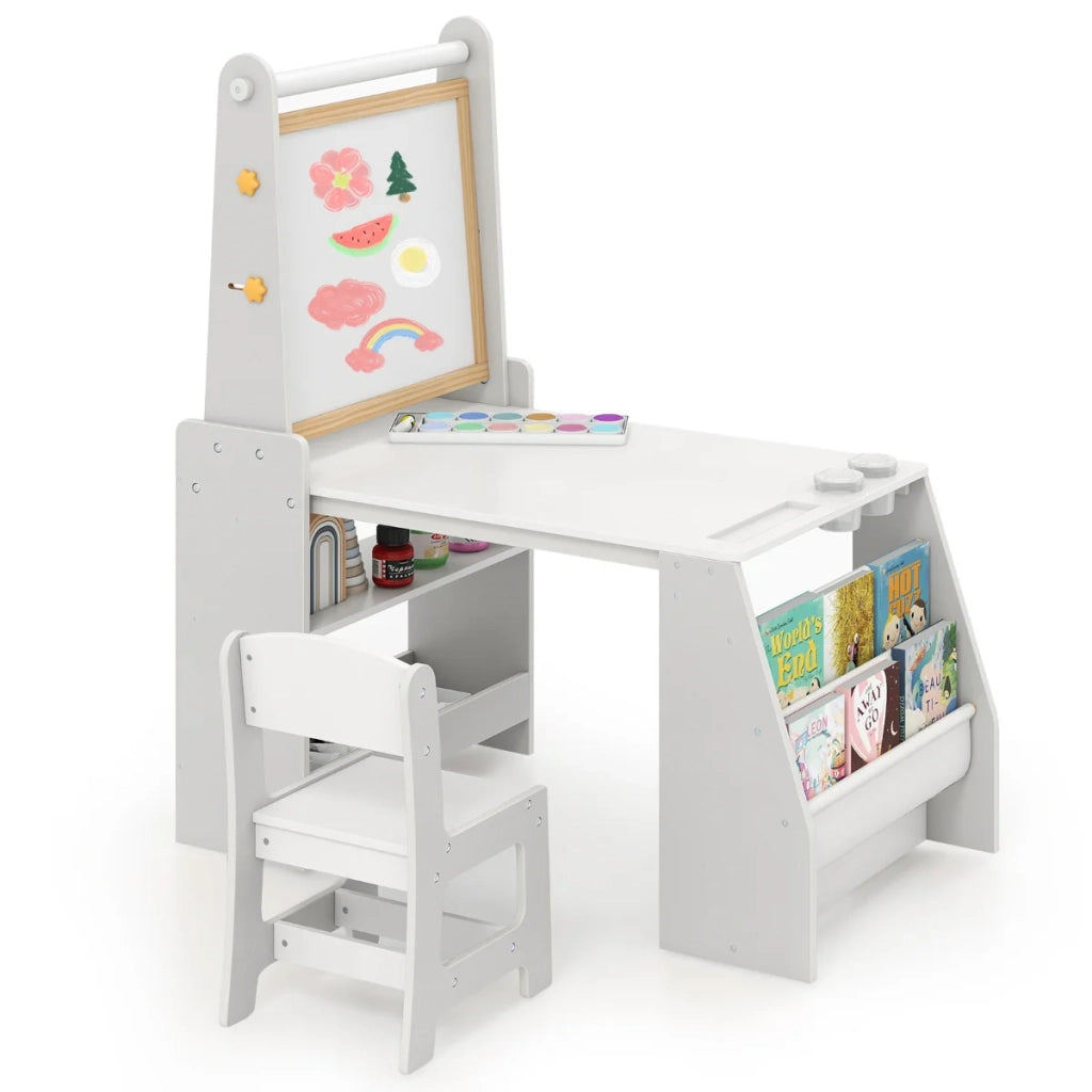 Set tavolo e sedie per bambini 101 x 59 x 112 cm comfort ergonomico pratico contenitore MDF grigio 20_0012013