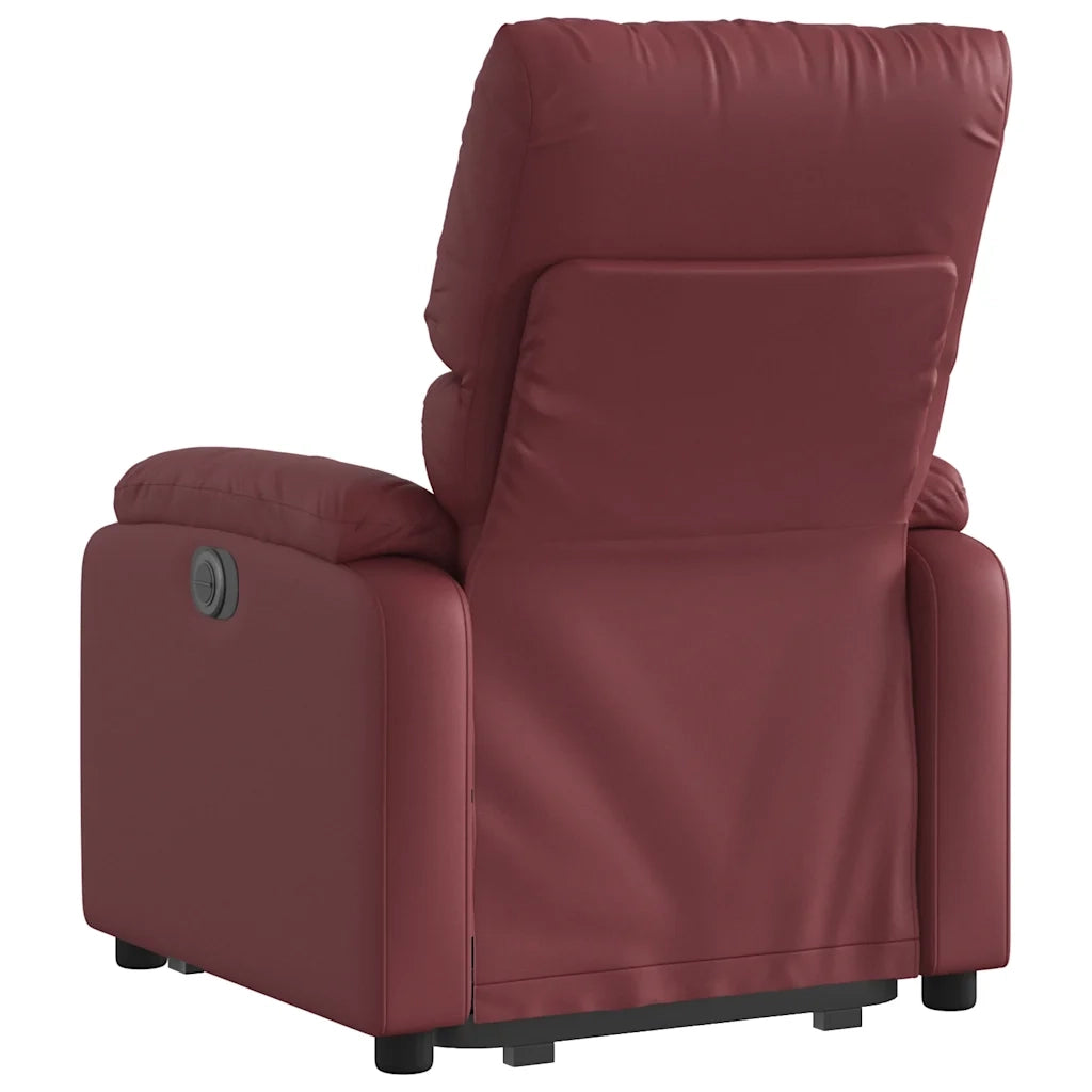 Poltrona | Sedia Relax Alzapersona Reclinabile Rosso Vino in Similpelle