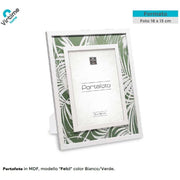 Cornice Portafoto in Legno MDF da Appoggio Bianco e Verde Felci 13 x 18 cm