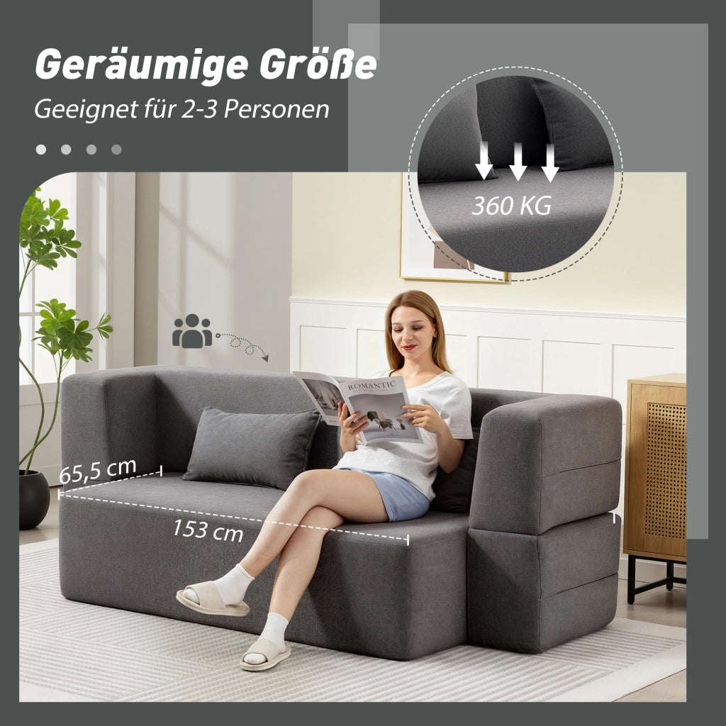 Divano letto 2 posti ¨C Zephmum ¨C Tessuto grigio