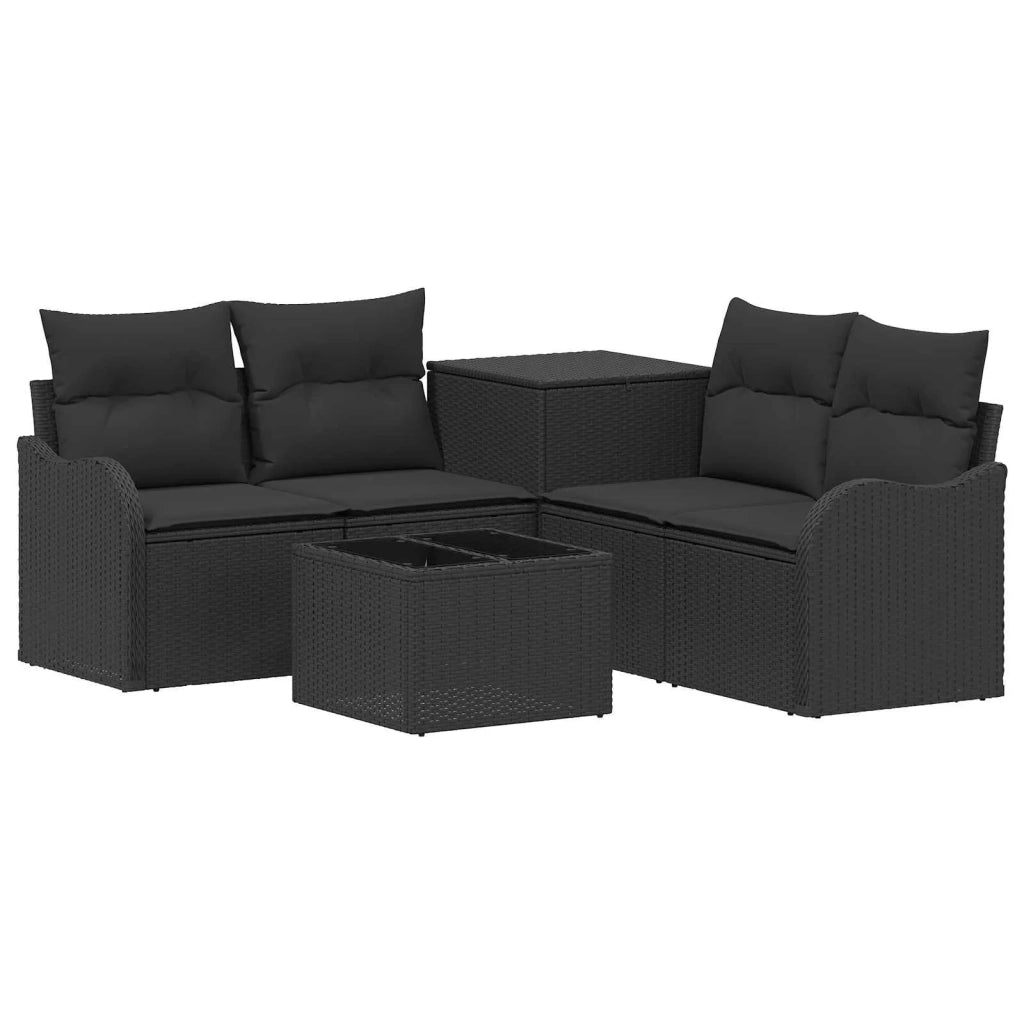 Set di divani 6 pz Nero Rattan sintetico e Acciaio 3447121