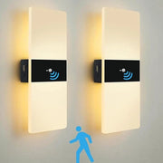 Luce di Parete LED Ricaricabile con Sensore di Movimento - Luce Magnetica a Batterie Moderna - Luce di Parete Nera per Hall d'ingresso - Scale - Balcone - Cucina - Hotel - 2 Pezzi
