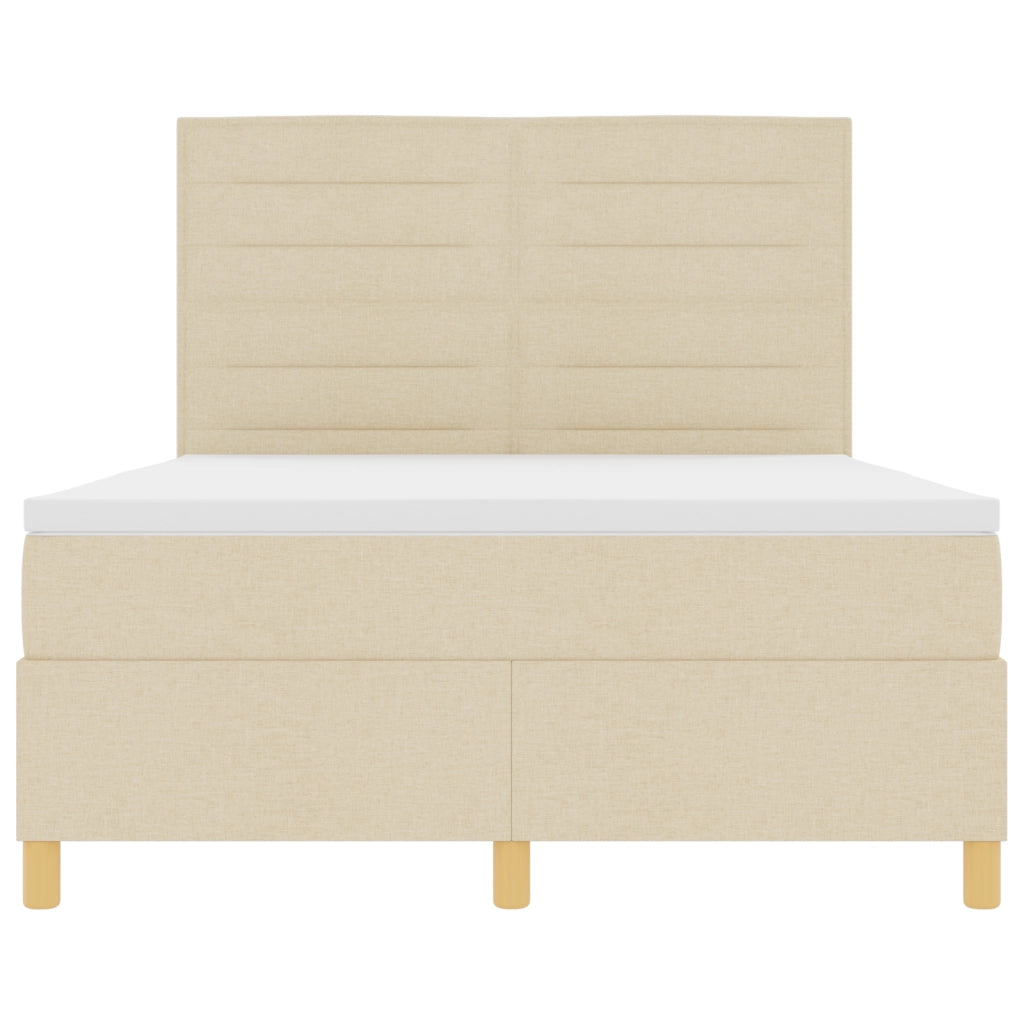 Letto Rete a Molla e Materasso Crema 140x190 cm in Tessuto