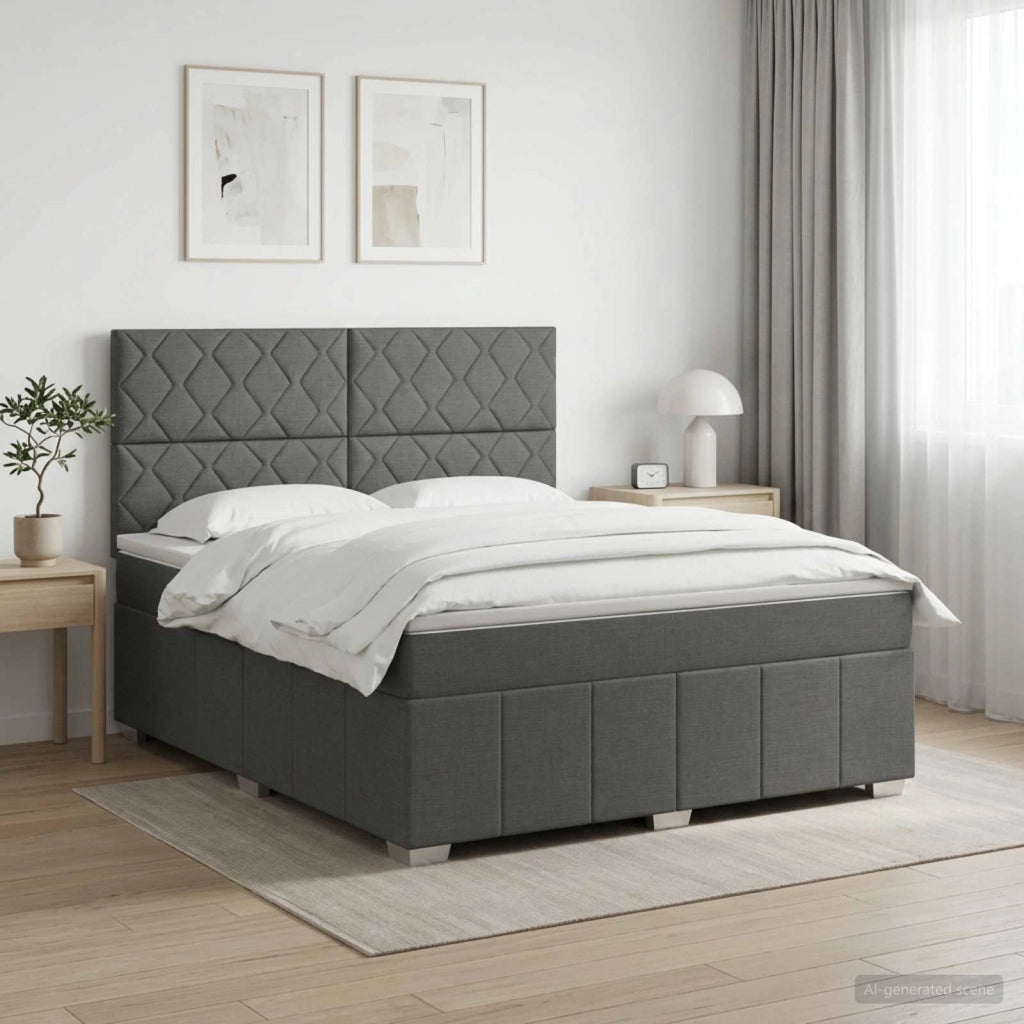 Letto box spring con materasso Grigio Scuro 160 x 200 cm 3454184