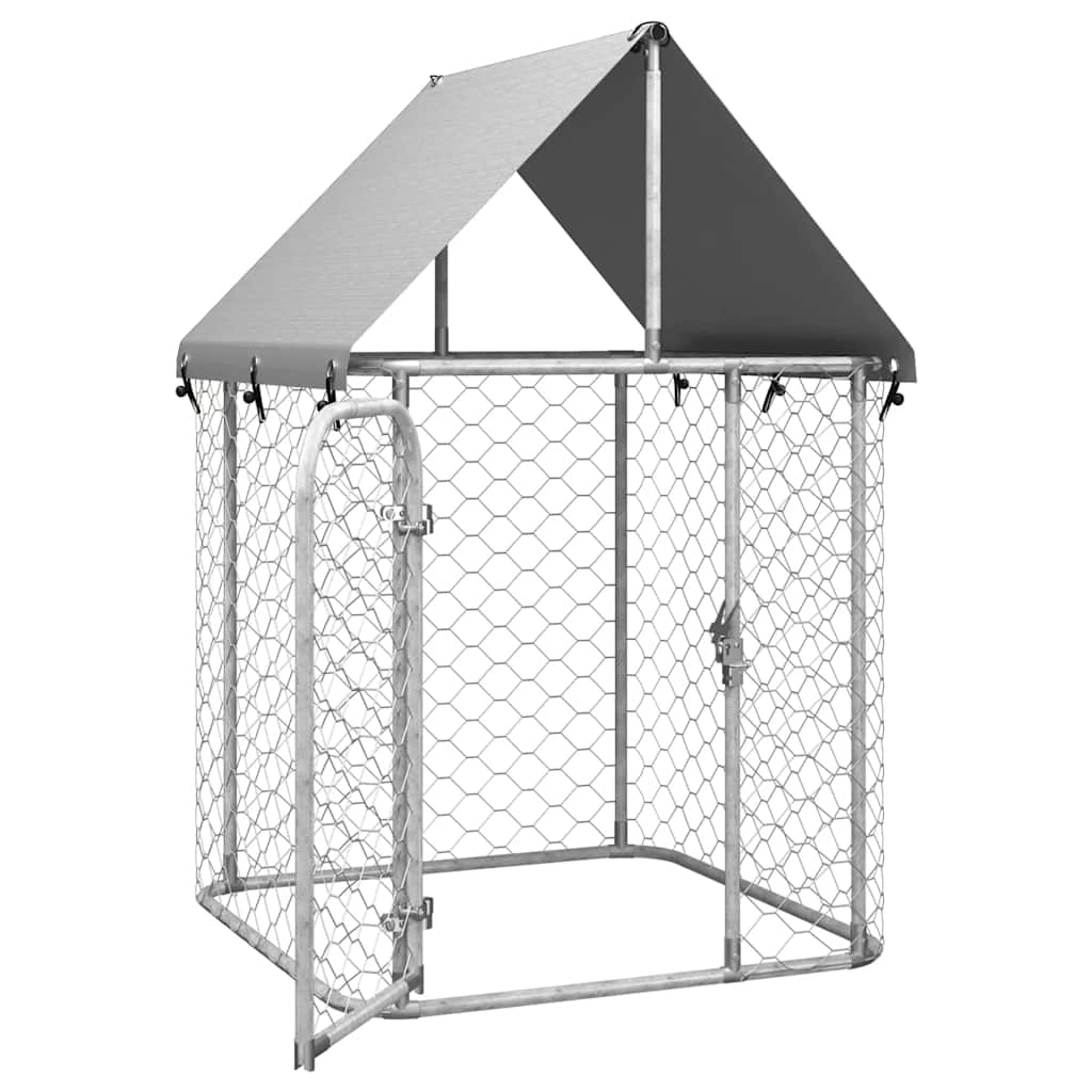 Cuccia/gabbia/recinto per animali domestici da esterno con tetto 100 x 100 x 150 cm argento 02_0041904