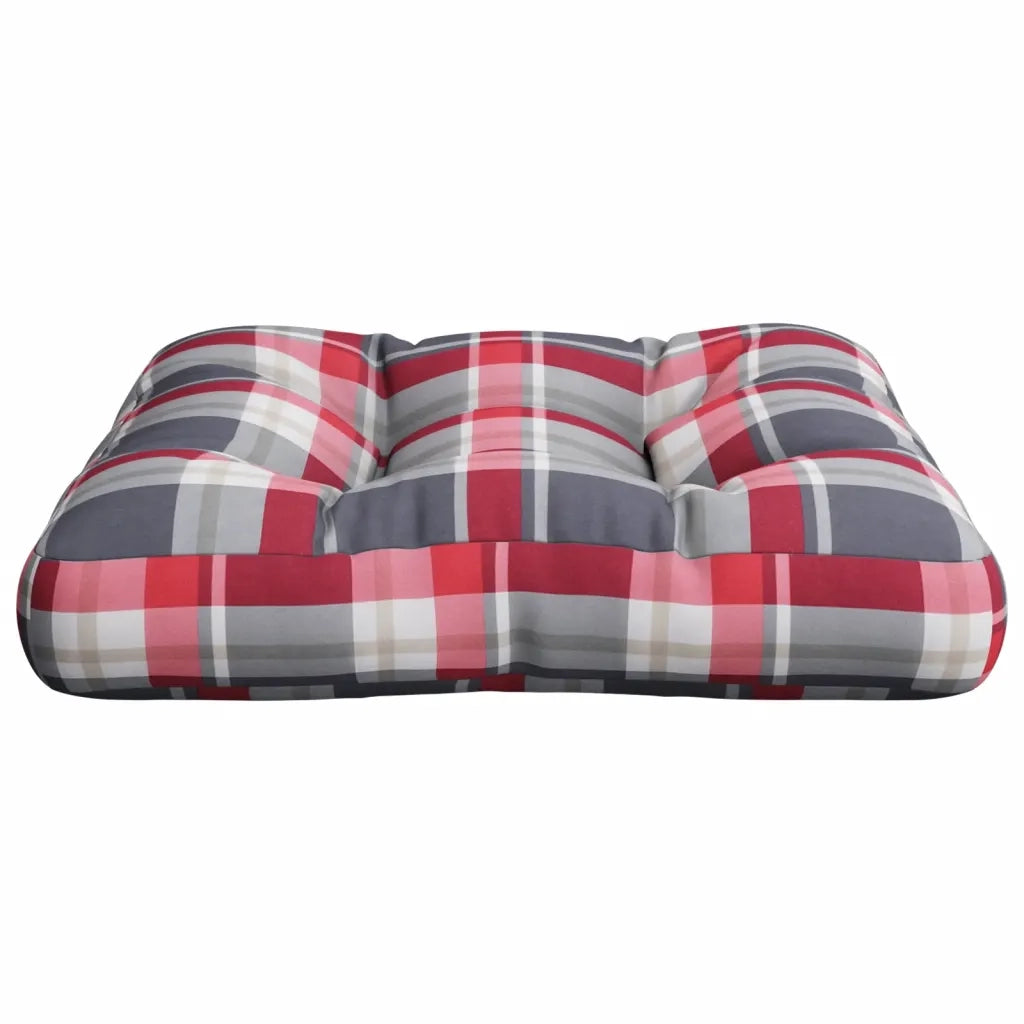 Cuscino per Pallet a Quadri Rossi 50x50x12 cm in Tessuto 360438