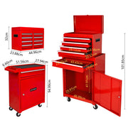 CARRELLO PORTAATTREZZI 5 cassetti 56.5x32.5x68 cm acciaio rosso