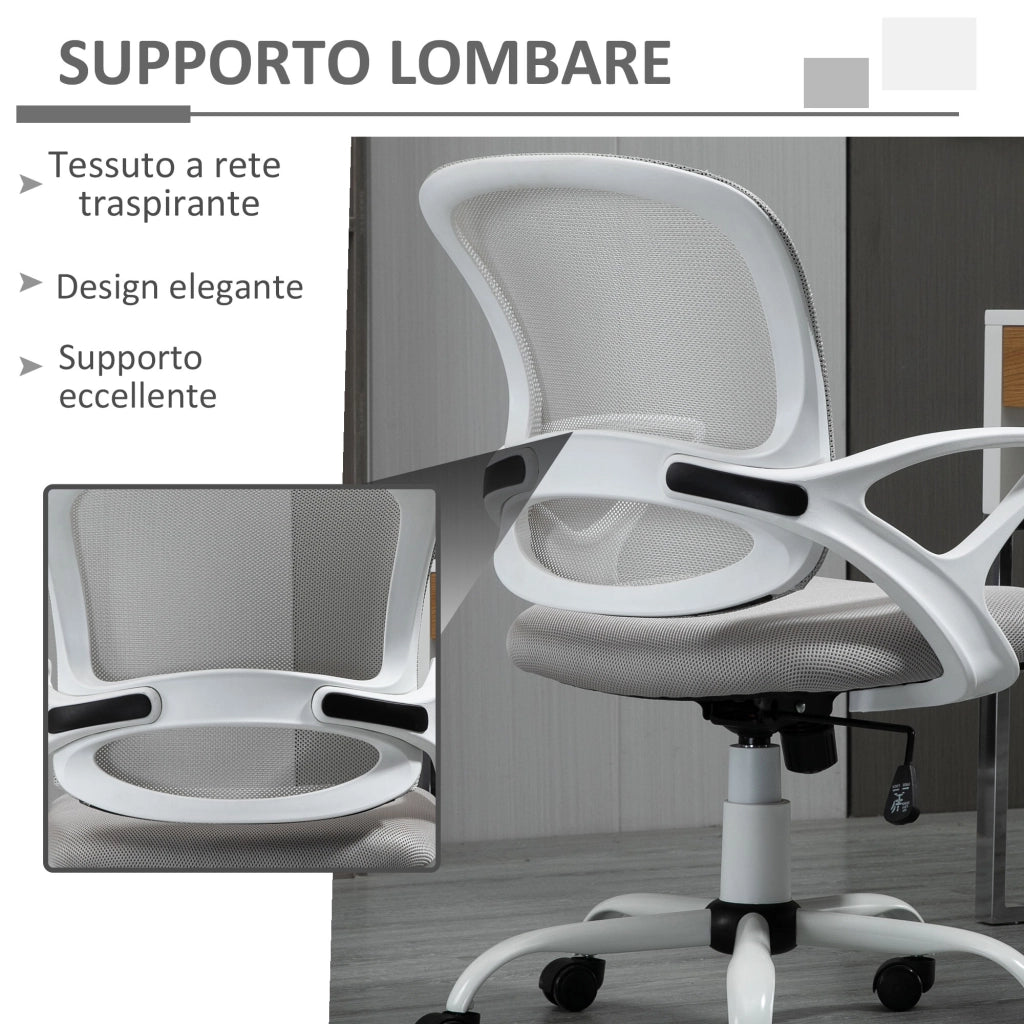 Sedia da Ufficio Girevole in Tessuto e Rete Grigio ¨C Zephmum ¨C Grigio