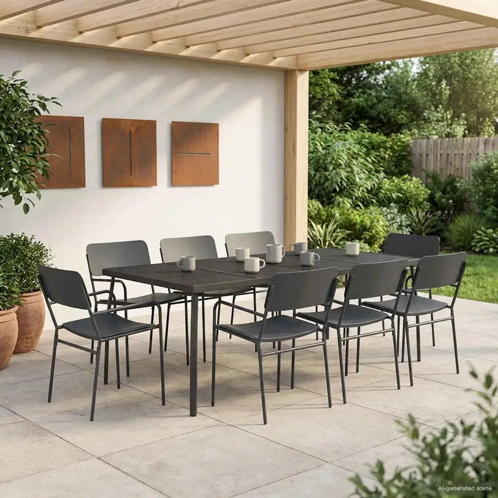Set da pranzo 9 pz Antracite Acciaio 3422865