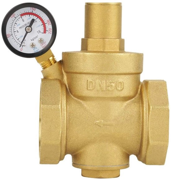 Regolatore di pressione idraulica DN50 - Regolatore di pressione regolabile - Materiale in rame - Utilizzo duraturo - Nessuna bypass - Massimo pressione 1,6 Mpa