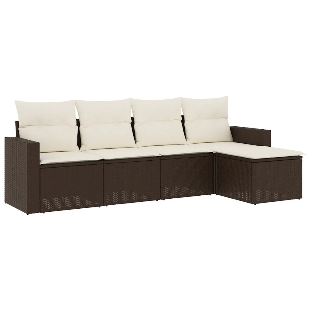 Set Divano da Giardino 5 pz con Cuscini Marrone in Polyrattan 3218883