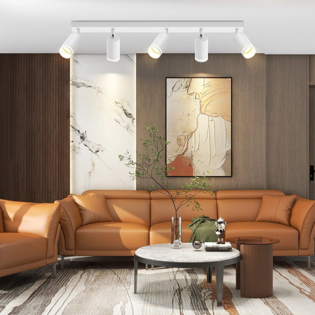 ZMH Faretto da soffitto bianchi 5 luci GU10 orientabili 355° metallo moderni per cucina soggiorno camera senza lampadina